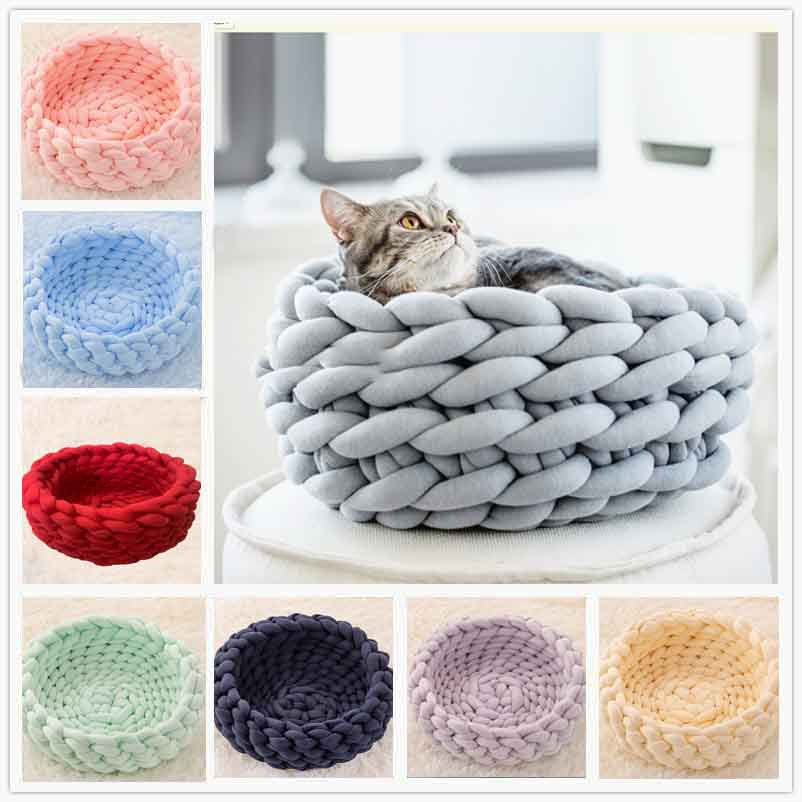 Plüsch-Kuschelkissen rund für Katzen, Winter (7)