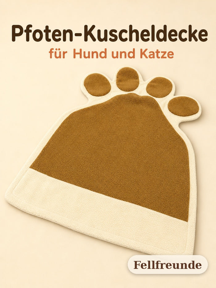 Pfoten-Kuscheldecke für Hund und Katze in Karamell und Creme, Draufsicht