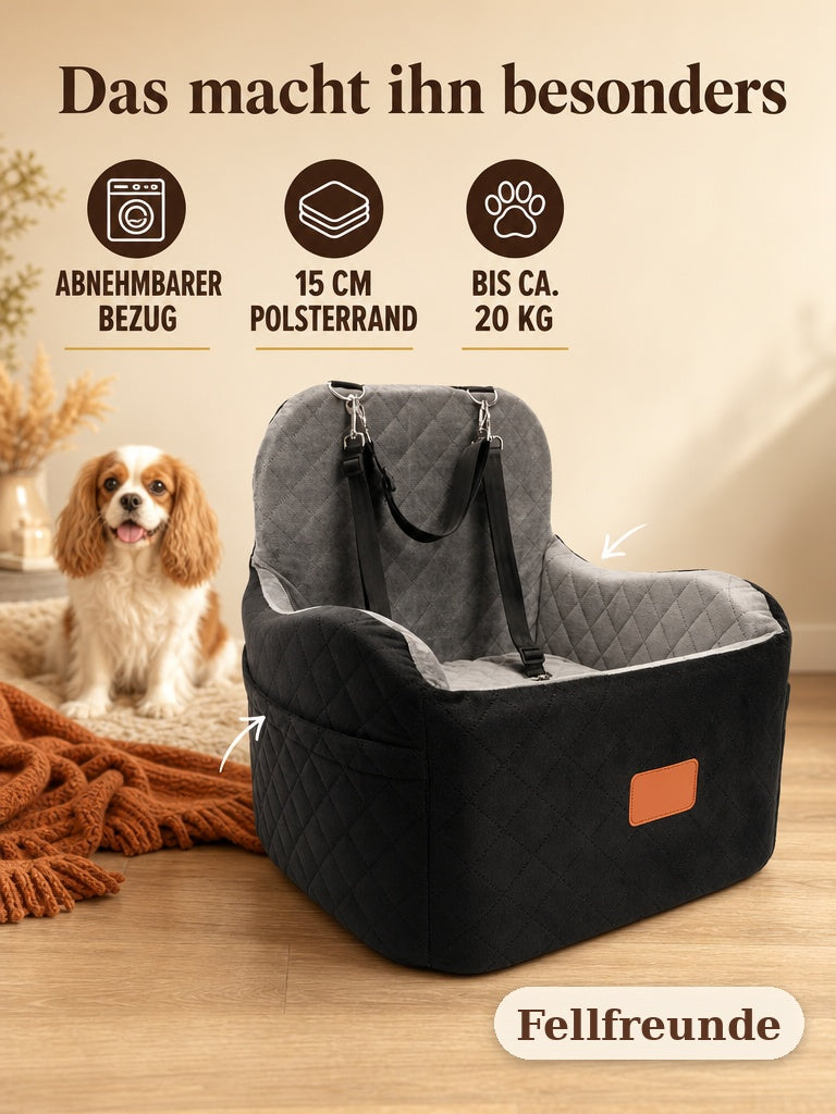 Hunde-Autositz waschbar – abnehmbares Autobett für Hunde