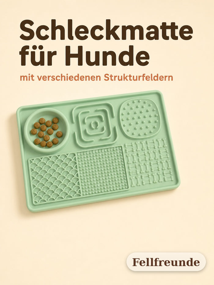 Silikon-Schleckmatte für Hunde mit mehreren Strukturfeldern in Grün