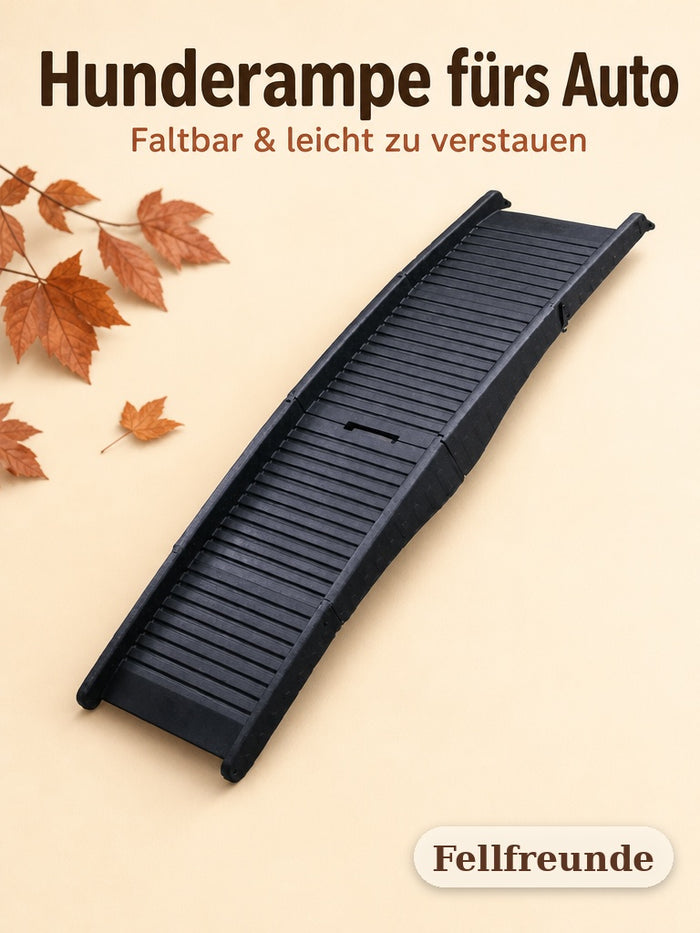 Faltbare Hunderampe fürs Auto in Schwarz, aufgeklappt