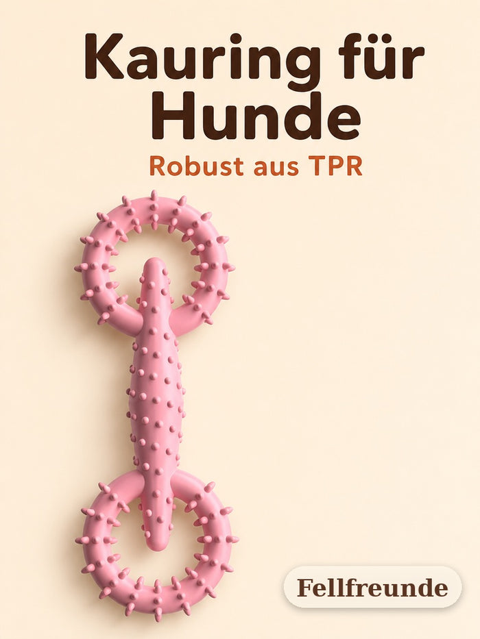 Kauring für Hunde aus TPR in Rosa, Produktfoto auf cremefarbenem Hintergrund