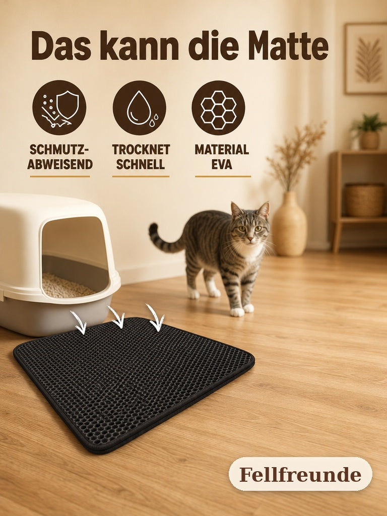 Vorteile der Katzenstreumatte: schmutzabweisend, trocknet schnell, Material EVA (2)