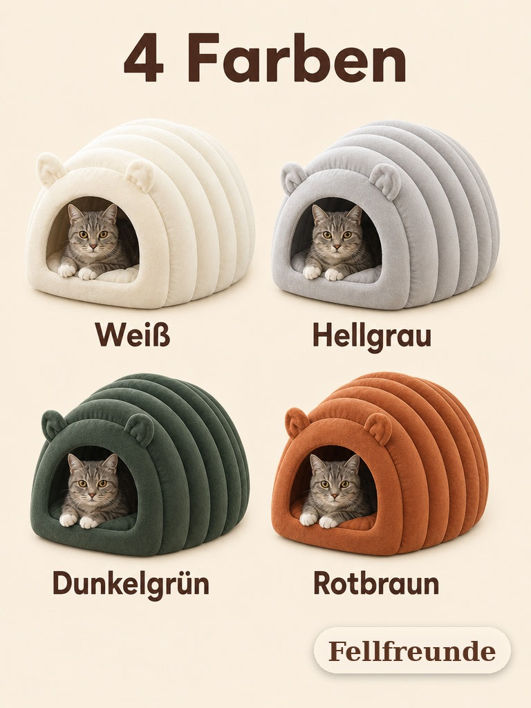 Kuschelhöhle für Katzen in vier Farben: Weiß, Hellgrau, Dunkelgrün, Rotbraun (6)