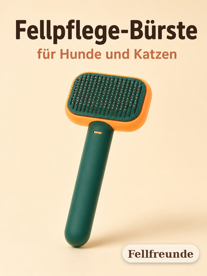Fellpflege-Bürste für Hunde und Katzen in Grün und Orange