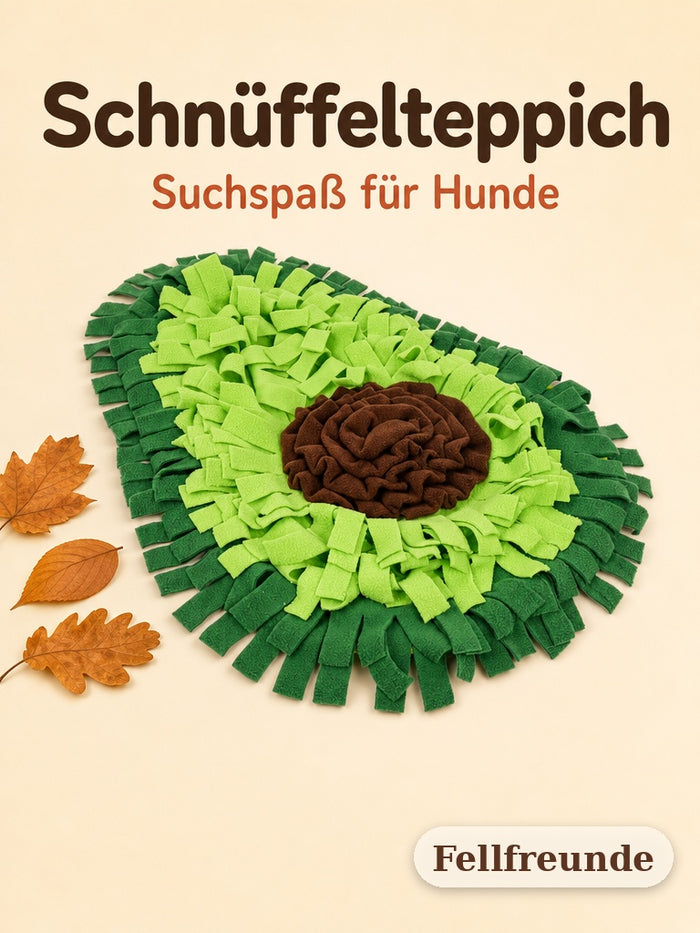Schnüffelteppich für Hunde in Avocado-Form aus grünem Fleece, Produktfoto