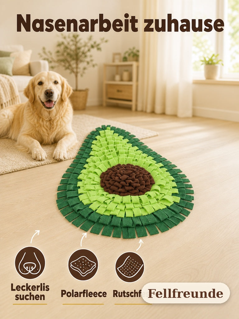 Schnüffelteppich aus Polarfleece mit rutschfester Unterseite, Golden Retriever im Wohnzimmer (2)