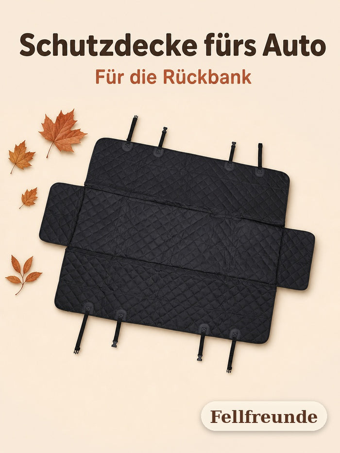 Schwarze gesteppte Rücksitz-Schutzdecke für Hunde, Draufsicht